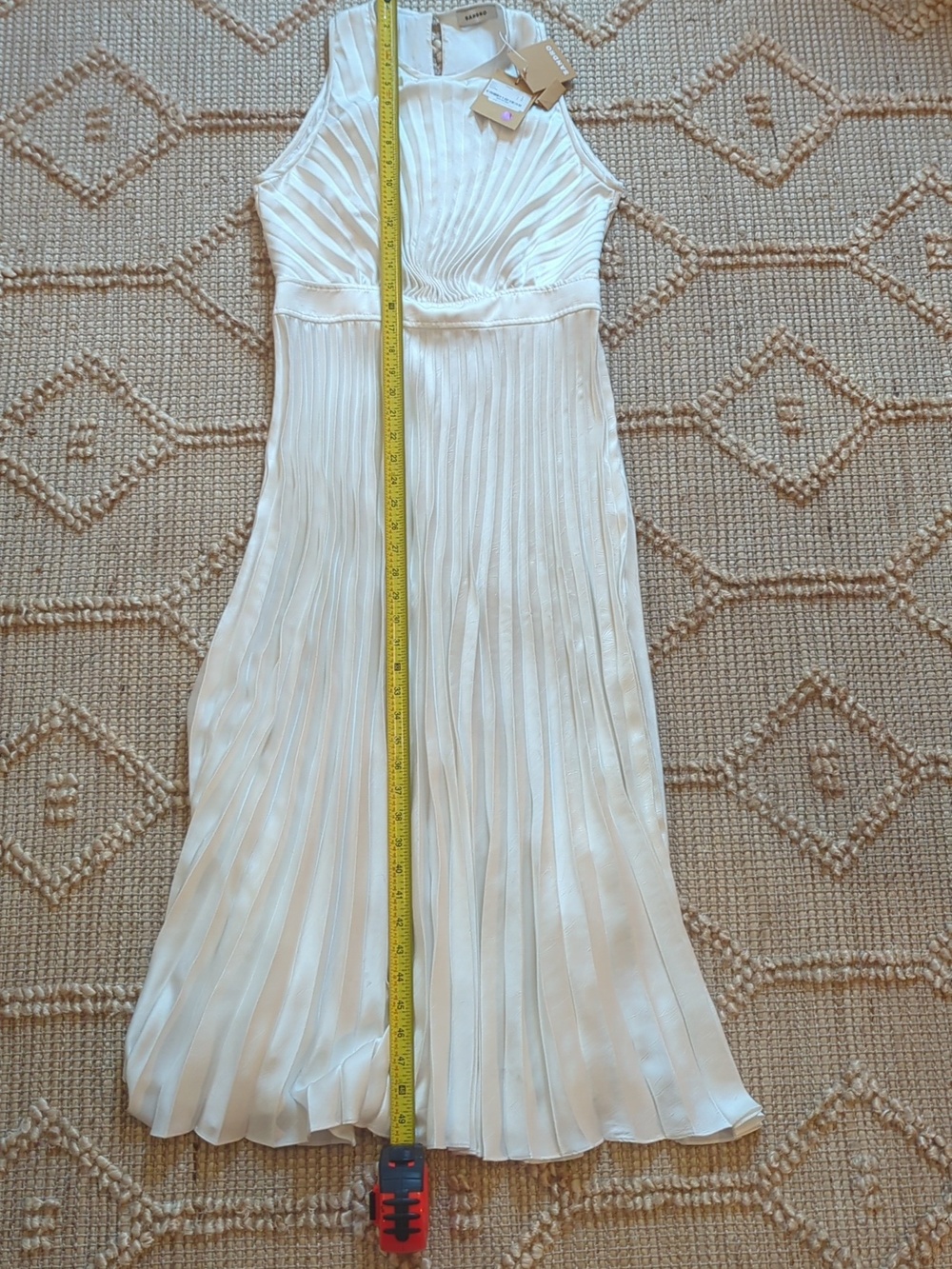 NWT Sandro Jolie Pleated Midi Dress White Sleeveless Size LARGE (40) - Picture 5 of 7